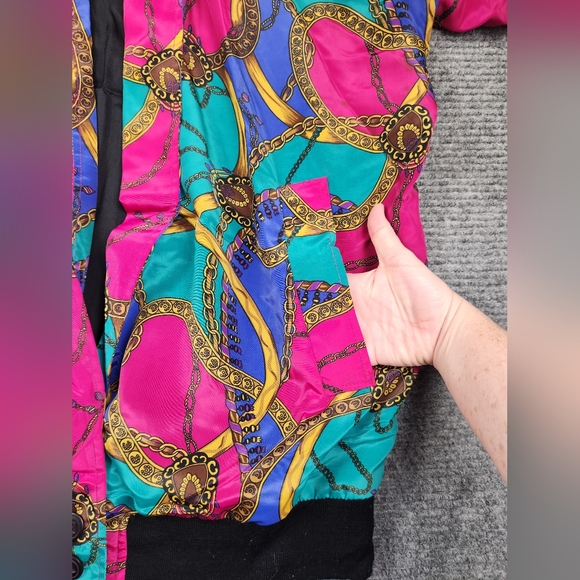 Vintage GDT TOO Bomber Blazer Graphic Jacket One Size Bottom Buttons Geometric - Picture 10 of 13